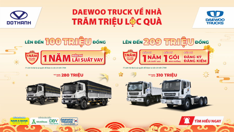 DAEWOO VỀ NHÀ - TRĂM TRIỆU LỘC QUÀ | Khuyến mại Tết đồng hành cùng Nam A Bank, Bảo hiểm AAA, DBV