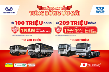 Khuyến mại tháng 4 DAEWOO TRUCKS | Tặng BHVC, hỗ trợ lãi vay hàng trăm triệu