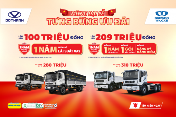 Khuyến mại tháng 4 DAEWOO TRUCKS | Tặng BHVC, hỗ trợ lãi vay hàng trăm triệu