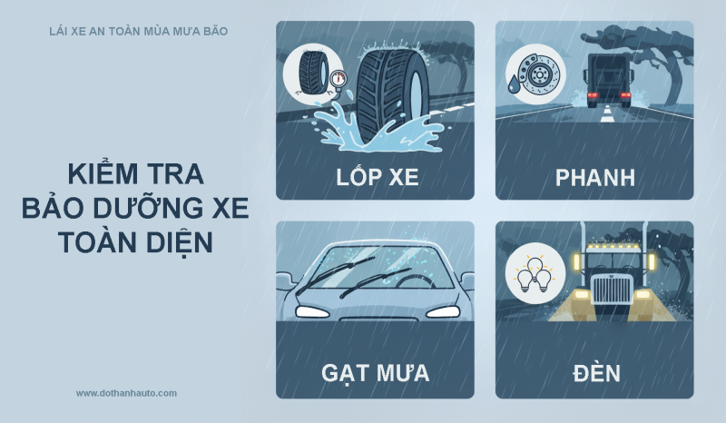 10 NGUYÊN TẮC VÀNG LÁI XE MÙA MƯA BÃO | Lái xe an toàn, kiểm tra và bảo dưỡng xe tổng thể trước khi lái